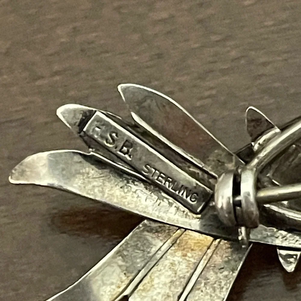 Vintage Harry S Bick HSB Sterling silver floral leaves statement brooch pin - Picture 4 of 6